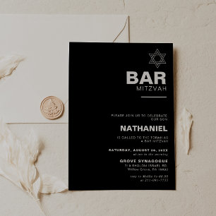 Minimalistische Elegant formale Schwarze Bar Mitzv Einladung