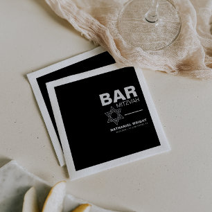 Minimalistische Elegant formale Schwarze Bar Mitzv Serviette