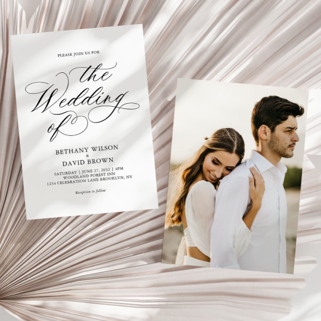 Minimalistische Elegant-Kalligrafie-Foto Hochzeit Einladung (Von Creator hochgeladen)