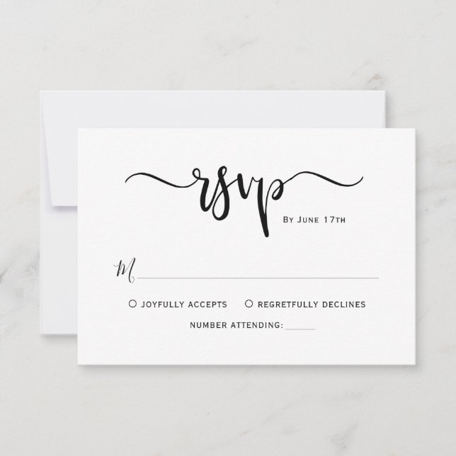 Minimalistische Elegant-Kalligrafie-SkriptWedding  RSVP Karte (Vorderseite)