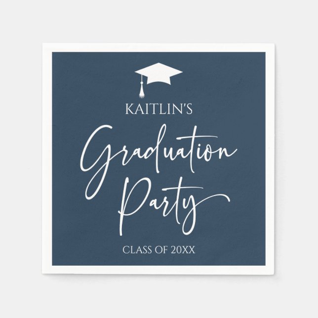 Minimalistische Elegant Navy Blue Graduation Party Serviette (Vorderseite)