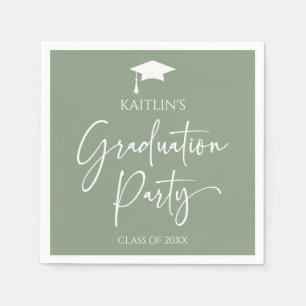 Minimalistische Elegant Sage Green Graduation Part Serviette