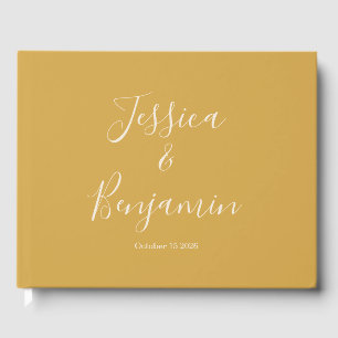 Minimalistische Elegant Script Typografy Yellow Gästebuch