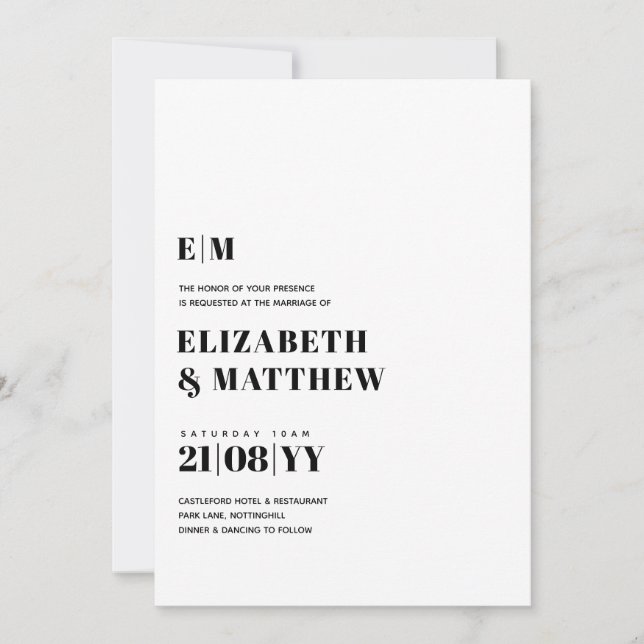 Minimalistische Elegant Simple Typografy Wedding (Vorderseite)