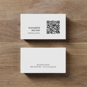 Minimalistische Elegant Texture White QR Code Anwa Visitenkarte