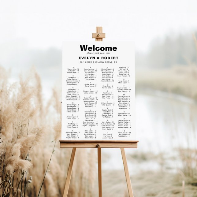 Minimalistische elegante Alphabetische Sitzkarte Poster (Von Creator hochgeladen)