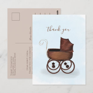 Minimalistische elegante Baby-Dankeschön-Kutsche B Postkarte
