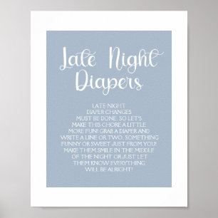 Minimalistische elegante Babyparty - Blaue Windel- Poster