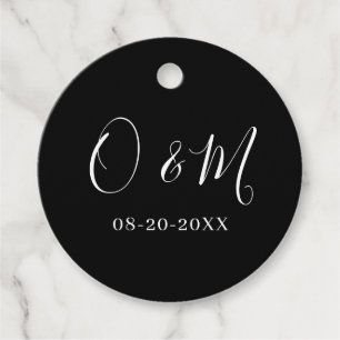 Minimalistische, elegante Black Monogram Classic W Geschenkanhänger