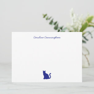 Minimalistische elegante Blue Cat Flat Note Card Mitteilungskarte