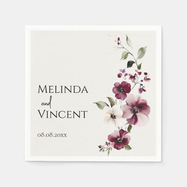 Minimalistische elegante Blume Serviette (Vorderseite)