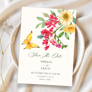 Minimalistische elegante Blumen blühen Hochzeit Save The Date