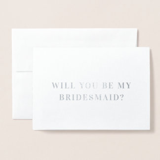 Minimalistische elegante Bridesmaid-Vorschlagskart Folienkarte
