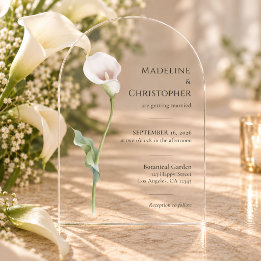 Minimalistische elegante Calla-Lilien-Hochzeit Acryleinladungen