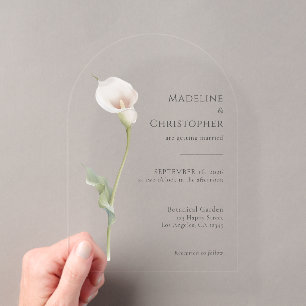 Minimalistische elegante Calla-Lilien-Hochzeit Acryleinladungen