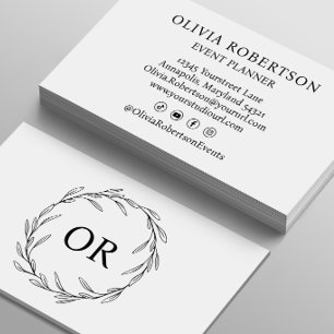 Minimalistische elegante einfache Monogramm-Oliven Visitenkarte