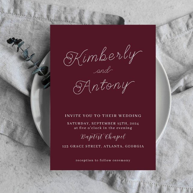 Minimalistische elegante Einladung von Burgundy Re (Von Creator hochgeladen)