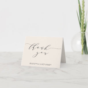 Minimalistische elegante elfenbeinfarbene Script A Dankeskarte