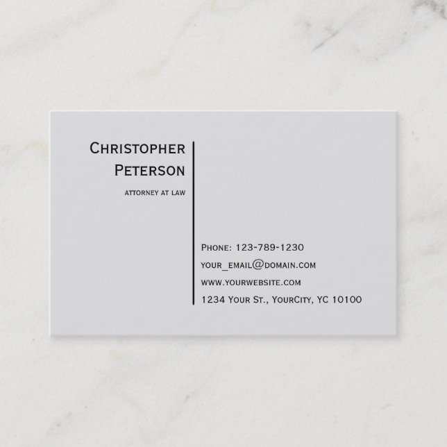 Minimalistische elegante Eurolinie Rechtsanwalt am Visitenkarte (Vorderseite)