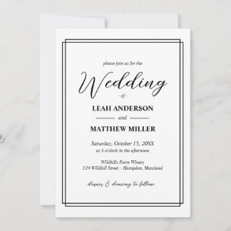 Minimalistische Elegante Florale Hochzeitseinladun Einladung