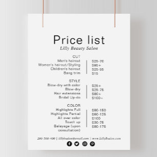 Minimalistische Elegante Formal Beauty Salon Preis