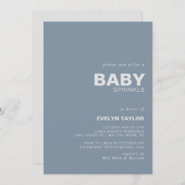 Minimalistische Elegante formale Blue Baby Sprinkl Einladung