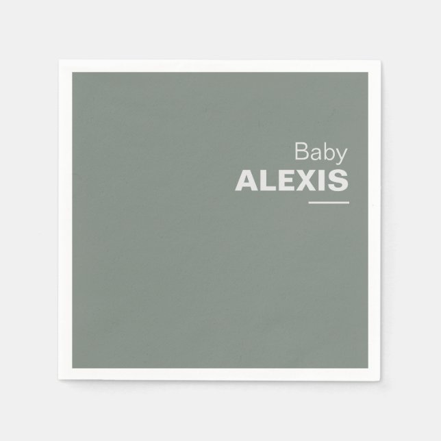 Minimalistische Elegante formale Green Baby-Dusche Serviette (Vorderseite)