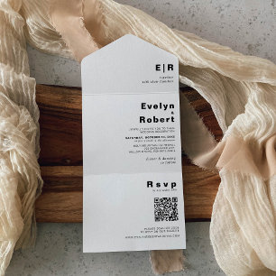 Minimalistische elegante formelle Hochzeit All In One Einladung