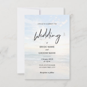 Minimalistische Elegante Foto Beach Hochzeit Einladung