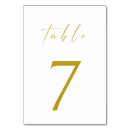 Minimalistische elegante Gold Script-Tischnummer Tischnummer