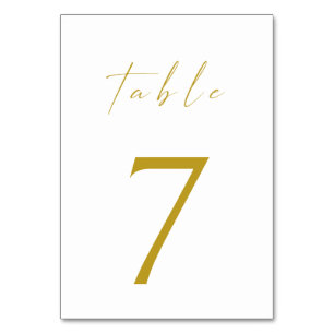 Minimalistische elegante Gold Script-Tischnummer Tischnummer