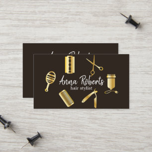 Minimalistische elegante goldene Hairstyling-Werkz Telefonnummerkarte
