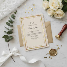 Minimalistische Elegante Goldrahmen Hochzeit