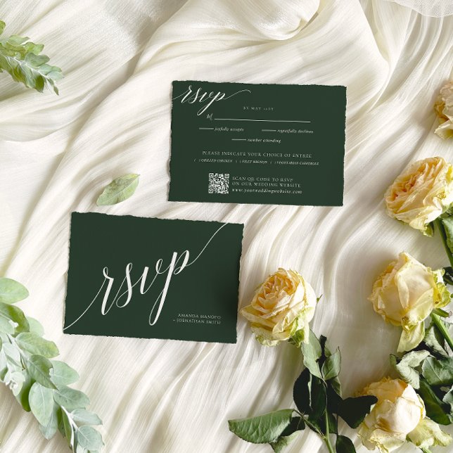 Minimalistische Elegante Grüne Hochzeit RSVP Karte (Von Creator hochgeladen)