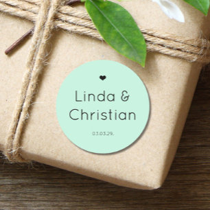Minimalistische Elegante Grüne Hochzeit Runder Aufkleber