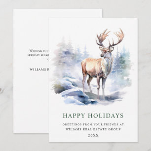 Minimalistische elegante Hirsch-Weihnachtsbaum-Unt Feiertagskarte