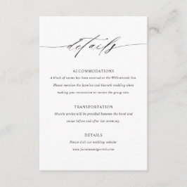 Minimalistische elegante Hochzeit Beilage Details Begleitkarte