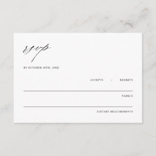 Minimalistische elegante Hochzeit Beilage RSVP Kar Begleitkarte