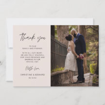 Minimalistische, elegante Hochzeit Danke Fotokarte