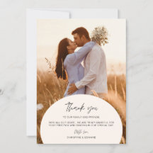 Minimalistische, elegante Hochzeit Danke Fotokarte