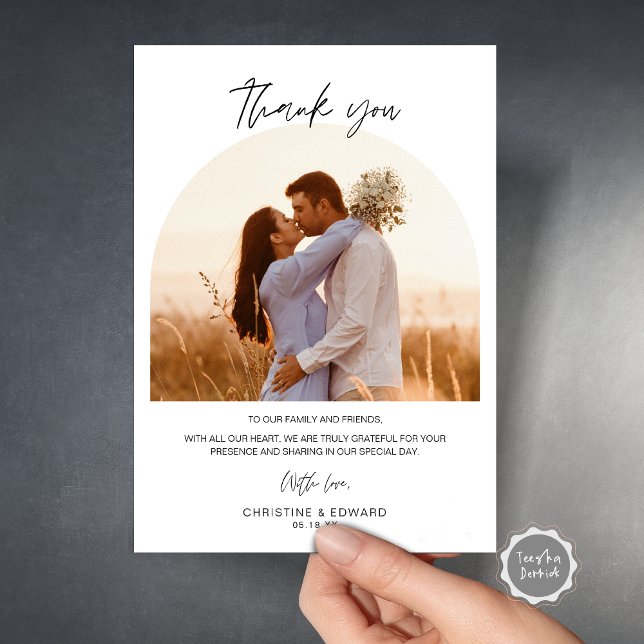 Minimalistische, elegante Hochzeit Danke Fotokarte Einladung (Wedding Thank You Photo Card, in Modern Minimalist Themed, Printed and Downloadable File.)