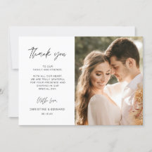 Minimalistische, elegante Hochzeit Danke Fotokarte