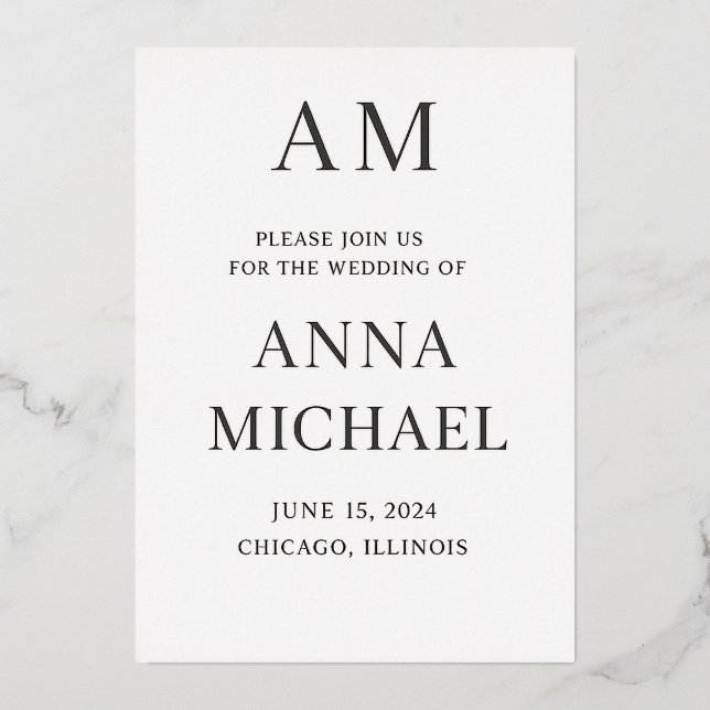 Minimalistische elegante Hochzeitseinladung - Luxu Folieneinladung (Vorderseite)