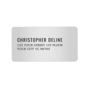 Minimalistische elegante Imitate Silberschwarzes E Adressaufkleber