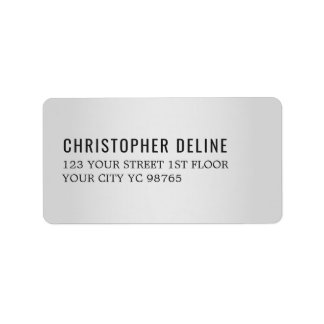 Minimalistische elegante Imitate Silberschwarzes E Adressaufkleber
