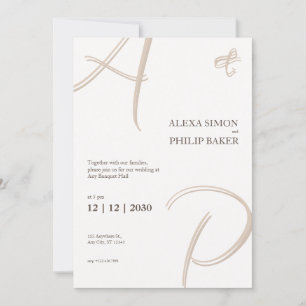Minimalistische elegante Initialen Einladung