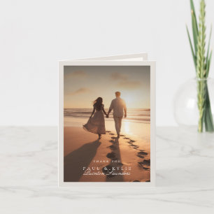 Minimalistische elegante Kalligrafie-Foto-Hochzeit Dankeskarte