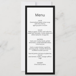 Minimalistische elegante Kalligrafie-Hochzeitsmenü Einladung
