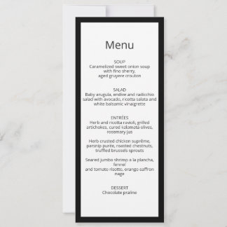 Minimalistische elegante Kalligrafie-Hochzeitsmenü Einladung