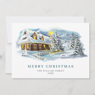 Minimalistische elegante Kiefern-Weihnachtsgrüße Feiertagskarte
